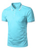 Half Button Stripe Trim T-shirt
