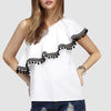 One Shoulder Flounced Blouse