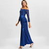 Off The Shoulder Draped Maxi Evening Dress