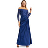 Off The Shoulder Draped Maxi Evening Dress