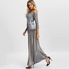 Off The Shoulder Draped Maxi Evening Dress