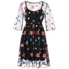 Embroidery Floral Sheer Dress with Cami Dress
