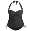 Polka Dot Halter Padded Plus Size Push Up Tankini Swimsuit