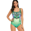 Square Neck Print One-piece Swimsuit