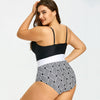 Plus Size Two Tone Stripe Swimsuit