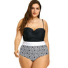 Plus Size Two Tone Stripe Swimsuit