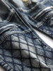 Checked Straight Leg Tapered Jeans