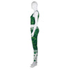 Shoulder Strap Plant Print High Waist Women Sports Suit