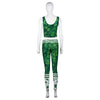 Shoulder Strap Plant Print High Waist Women Sports Suit