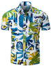 Watercolor Coconut Palm Print Button Up Shirt