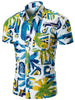 Watercolor Coconut Palm Print Button Up Shirt