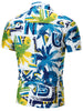 Watercolor Coconut Palm Print Button Up Shirt