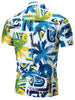 Watercolor Coconut Palm Print Button Up Shirt