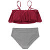 Flounce Spaghetti Strap Striped Bikini Set