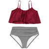 Flounce Spaghetti Strap Striped Bikini Set