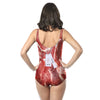 Trendy Scoop Neck Backless Raw Meat Print Women Swimsuit