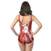 Trendy Scoop Neck Backless Raw Meat Print Women Swimsuit