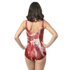Trendy Scoop Neck Backless Raw Meat Print Women Swimsuit