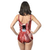 Trendy Scoop Neck Backless Raw Meat Print Women Swimsuit