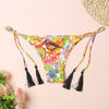 Low Waist Floral Print Fringed Strap Women Bikini Bottom