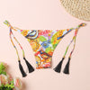 Low Waist Floral Print Fringed Strap Women Bikini Bottom