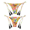 Low Waist Floral Print Fringed Strap Women Bikini Bottom