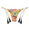 Low Waist Floral Print Fringed Strap Women Bikini Bottom