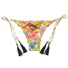 Low Waist Floral Print Fringed Strap Women Bikini Bottom