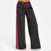 Elastic Waisted Wide Leg Pants with Color Block
