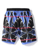 Multi-pockets Letter Giraffe Print Beach Shorts