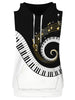 Piano Key Printed Sleeveless Hoodies Tank Top and Shorts