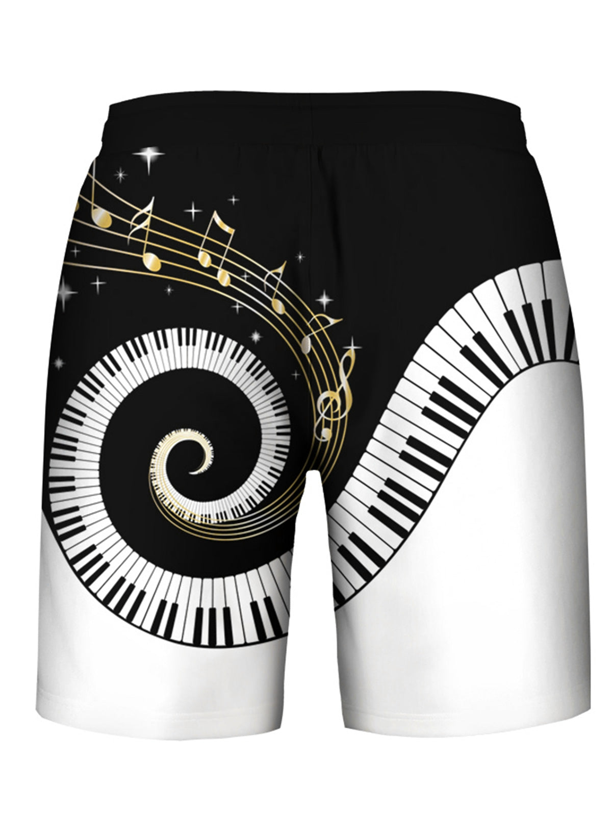 Piano Key Printed Sleeveless Hoodies Tank Top and Shorts