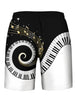 Piano Key Printed Sleeveless Hoodies Tank Top and Shorts