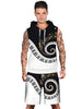 Piano Key Printed Sleeveless Hoodies Tank Top and Shorts