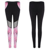 High Waist Hollow Out Mesh Spliced Print Women Yoga Pants