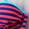 Push Up Stripe Bikini with Halter Neckline