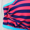 Push Up Stripe Bikini with Halter Neckline