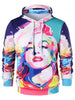 Drawstring 3D Girl Print Hoodie