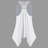Feather Print Lace Insert Handkerchief Tank Top
