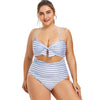Plus Size Striped High Waisted Swimsuit