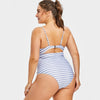 Plus Size Striped High Waisted Swimsuit