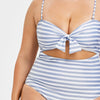 Plus Size Striped High Waisted Swimsuit