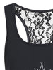 Print Lace Panel Racerback Tank Top