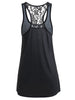 Print Lace Panel Racerback Tank Top