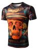 Short Sleeve 3D Skull Floral Print T-shirt