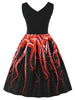 Vintage 3D Octopus Print Fit and Flare Dress