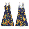 Spaghetti Strap Backless Print Pocket Button Women Slip Dress