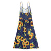 Spaghetti Strap Backless Print Pocket Button Women Slip Dress