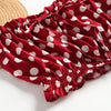Strapless Polka Dot Print Ruffle Drawstring Women Crop Top