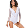 One Piece Fishnet Long Sleeve Swimsuit